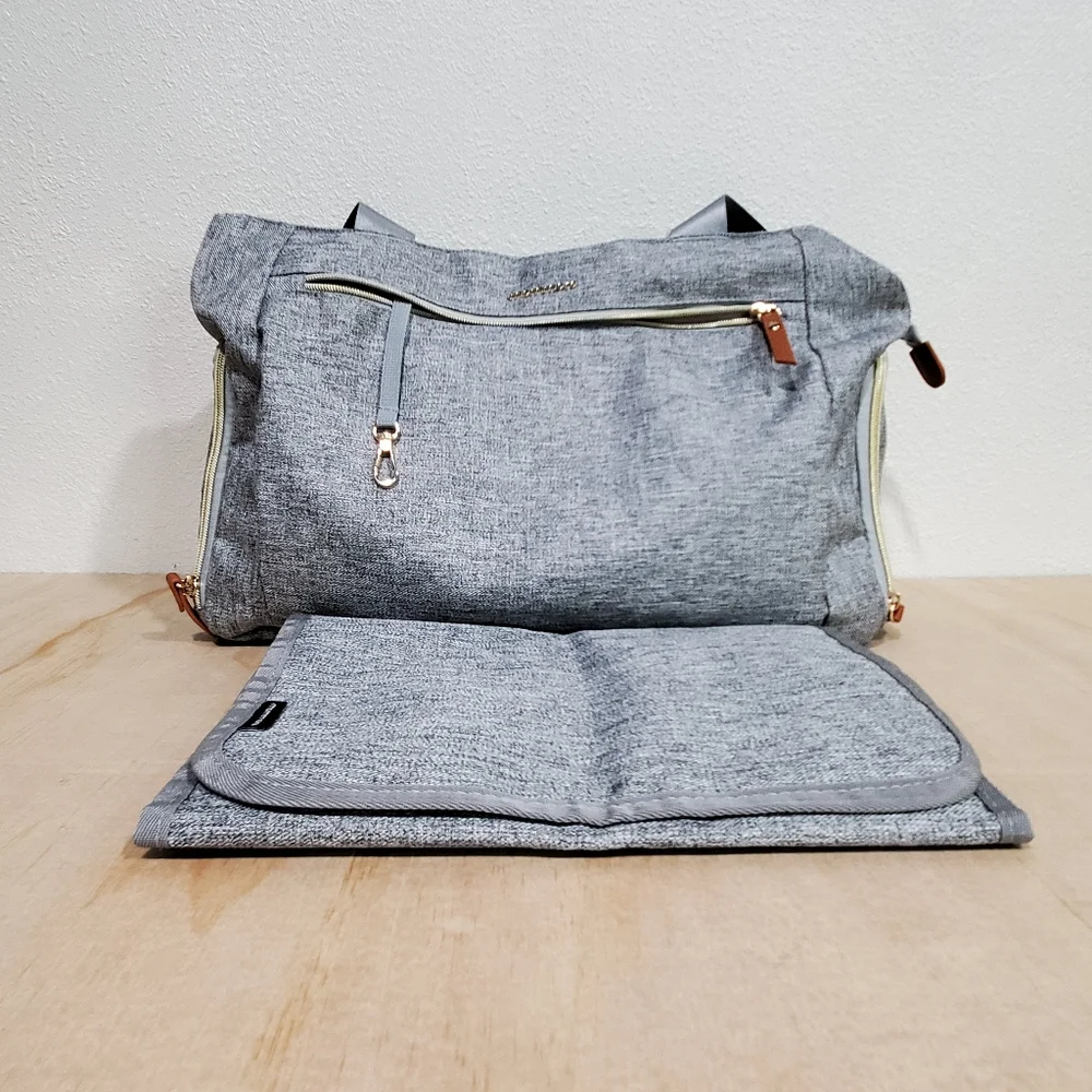mommore Gray Breast Pump Diapaer Bag With Changing Mat